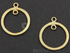 Gold Vermeil Brushed Round Earrings Component, 1 Pair(VM/6627/20)